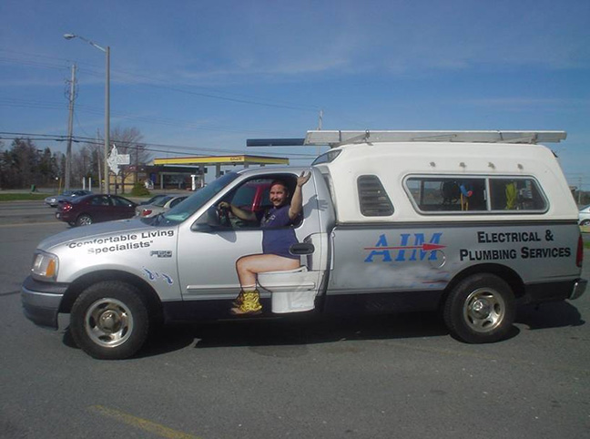 Plumber with a funny truck