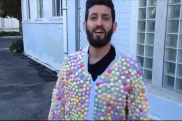 man in mentos suit