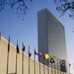 flags outside the UN