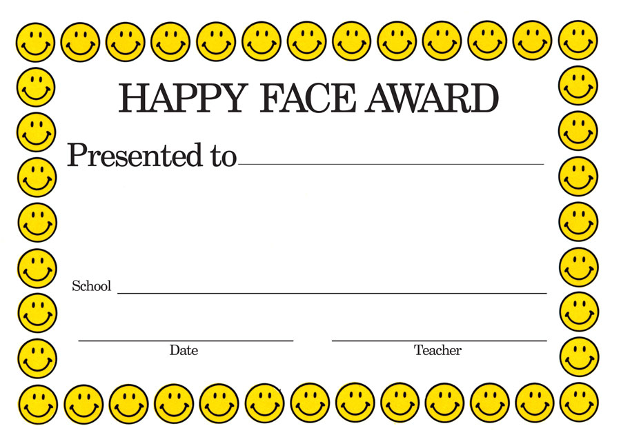 happy face award certificate