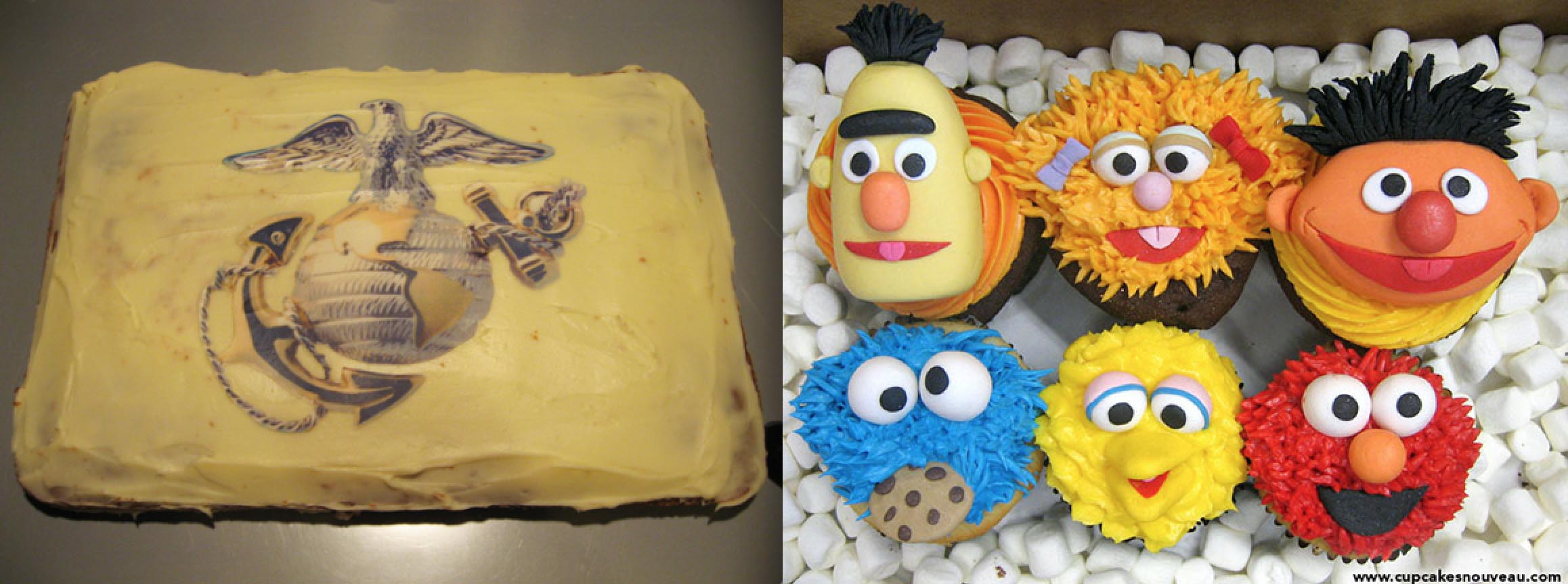 Marine Corp cake & Sesame Street cupcakes