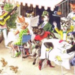 cat cafe vintage postcard by ALFRED MAINZER