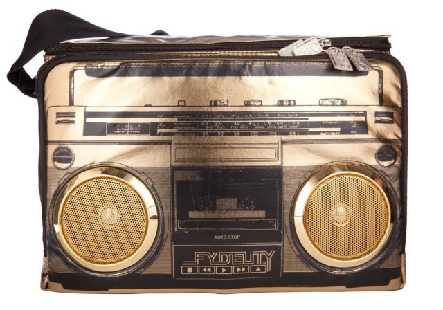 Gold boombox cooler with speakers