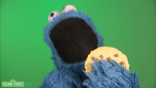 Cookie Monster eating cookie