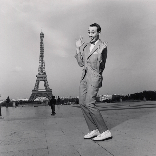 Pee-wee Herman in Paris, France near the Eiffel Tower