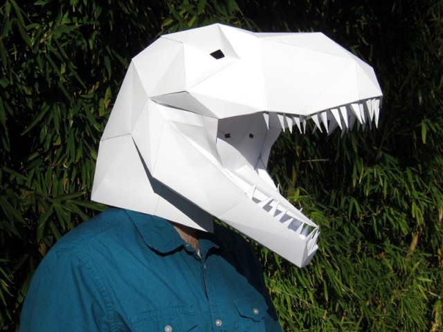T-rex dinosaur diy papercraft masks