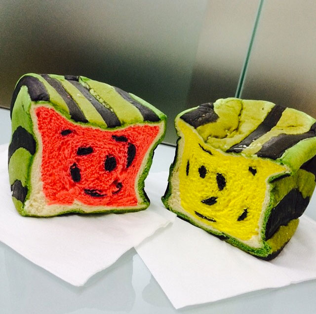 Watermelon toast loaves