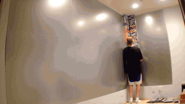 arranging cereal on the wall