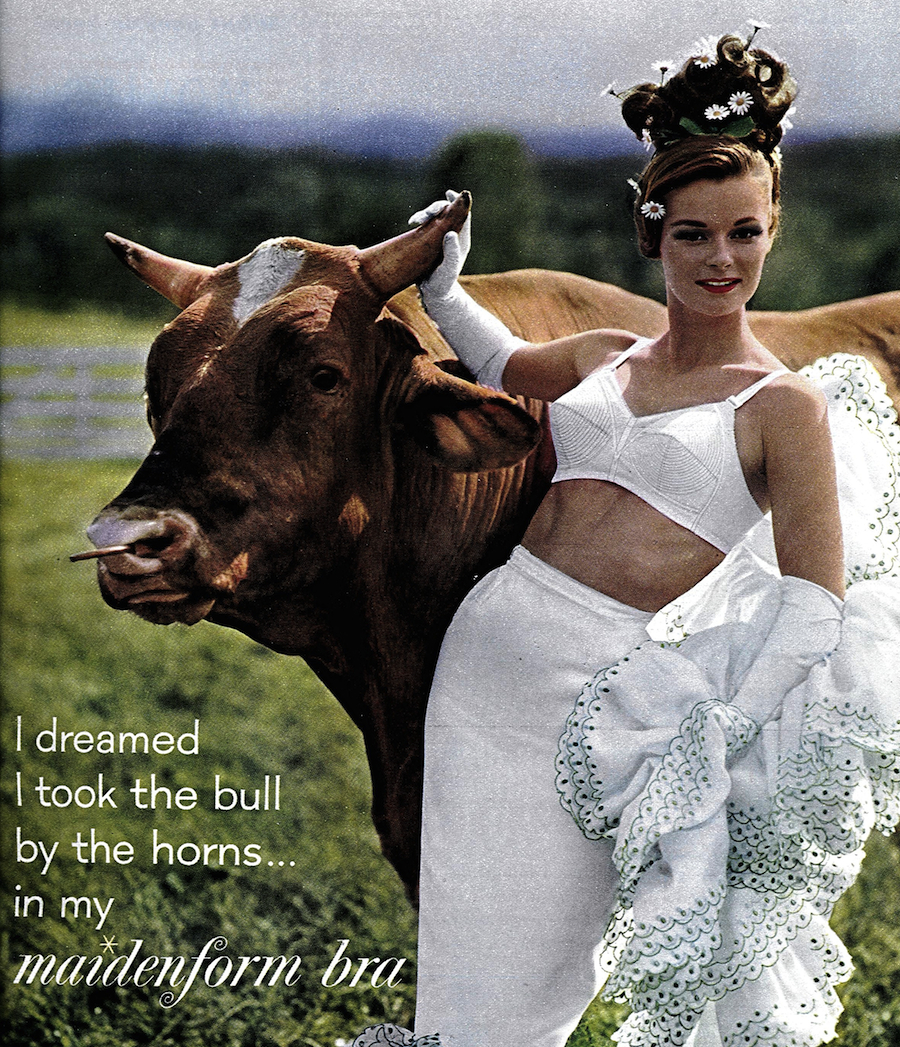 1959 women's Maidenform bra dreamed I was medieval maiden inocorn vintage  ad