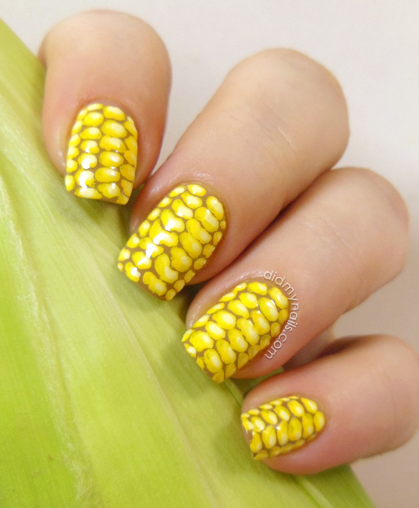Corn on the cob nail art