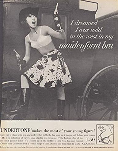 1963 Vintage Lingerie Ad Maidenform Bra I Dreamed I Painted the Town Red. 